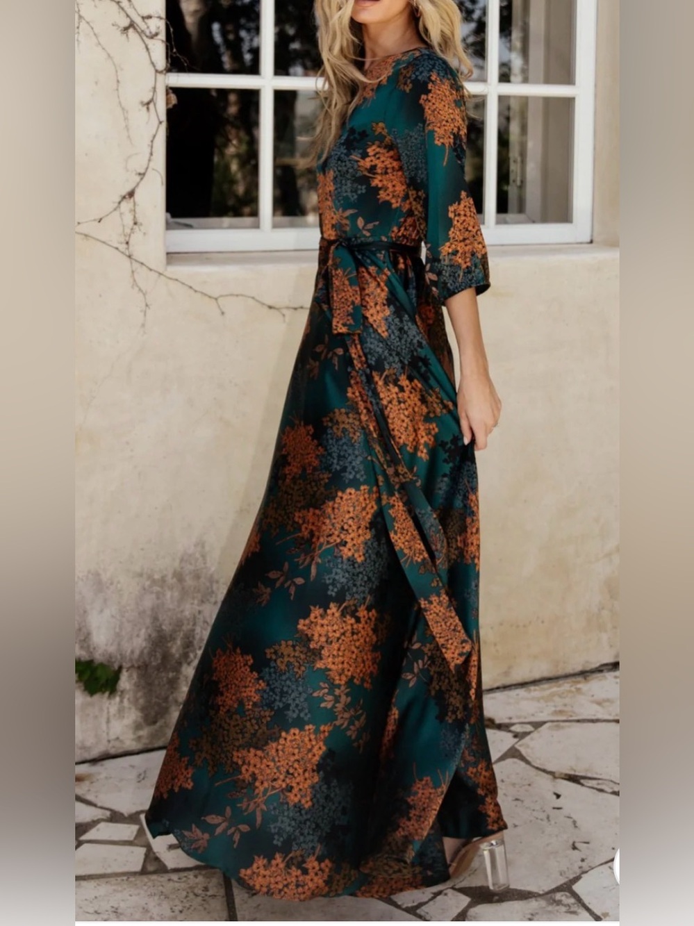Baltic Born Paula Satin Maxi Dress feminine Satin S (3/4) blouson sleeves.